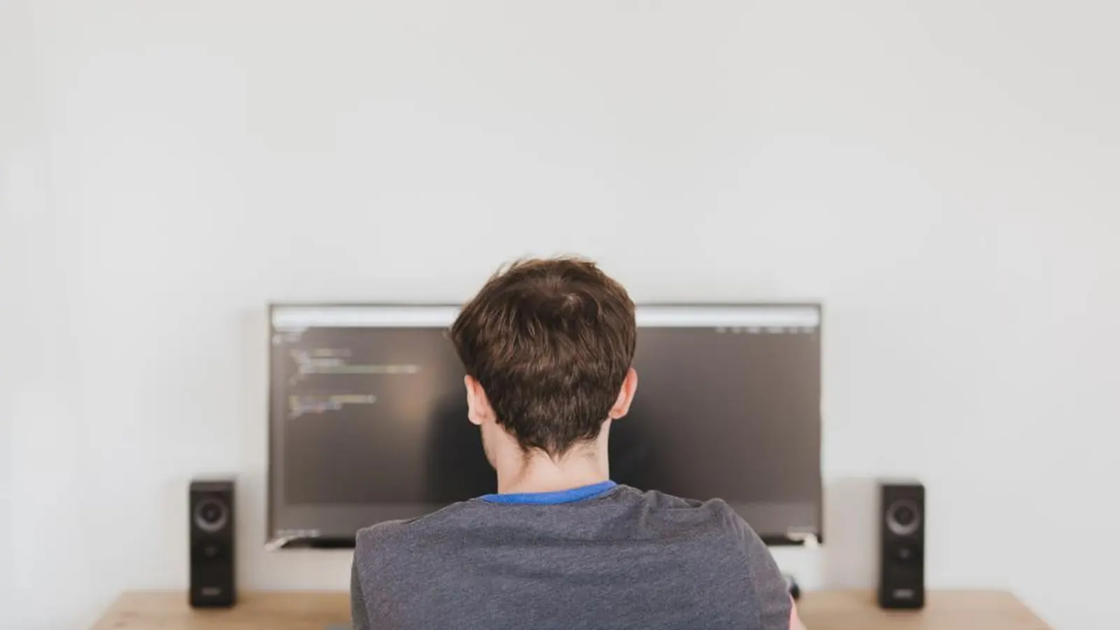 Person reviewing work on a desktop monitor